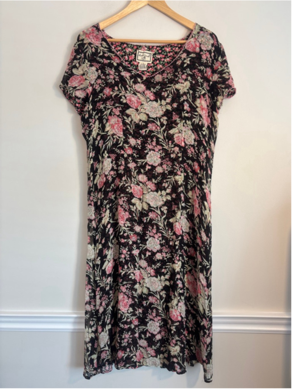 Vintage April Cornell Floral Prairiecore Peasant Boho Floral Midi Dress Size L